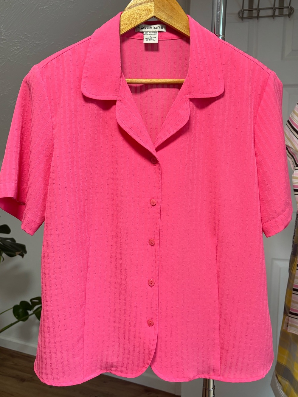 vintage lightweight granny chic camp collar button down, size large